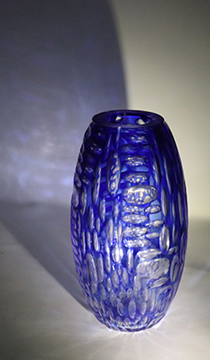 Blue Engraved Vase